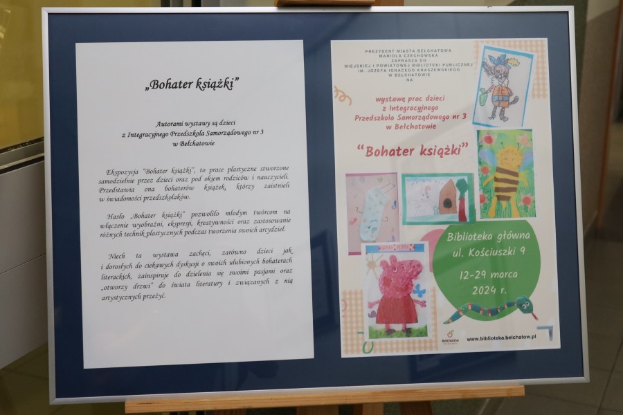 Wystawa prac dzieci z IPS nr 3 w Bełchatowie pt. "Bohater książki"